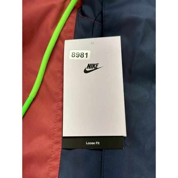 NWT Nike Air Woven Lined Jacket Full-Zip Hooded Colorblock Red/Navy Mens Sz XL - Picture 5 of 14